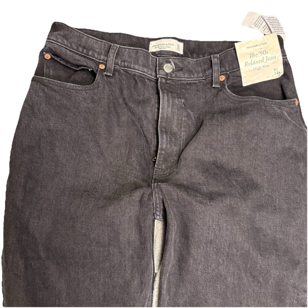 Abercrombie &‎ Fitch The 90s Relaxed Jeans High Rise Womens 12/31x30 Black NWT - Picture 2 of 11